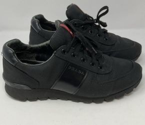 Authentic PRADA Linea Rossa Sneakers Iconic Red Stripe Includes Certificate of Authenticity