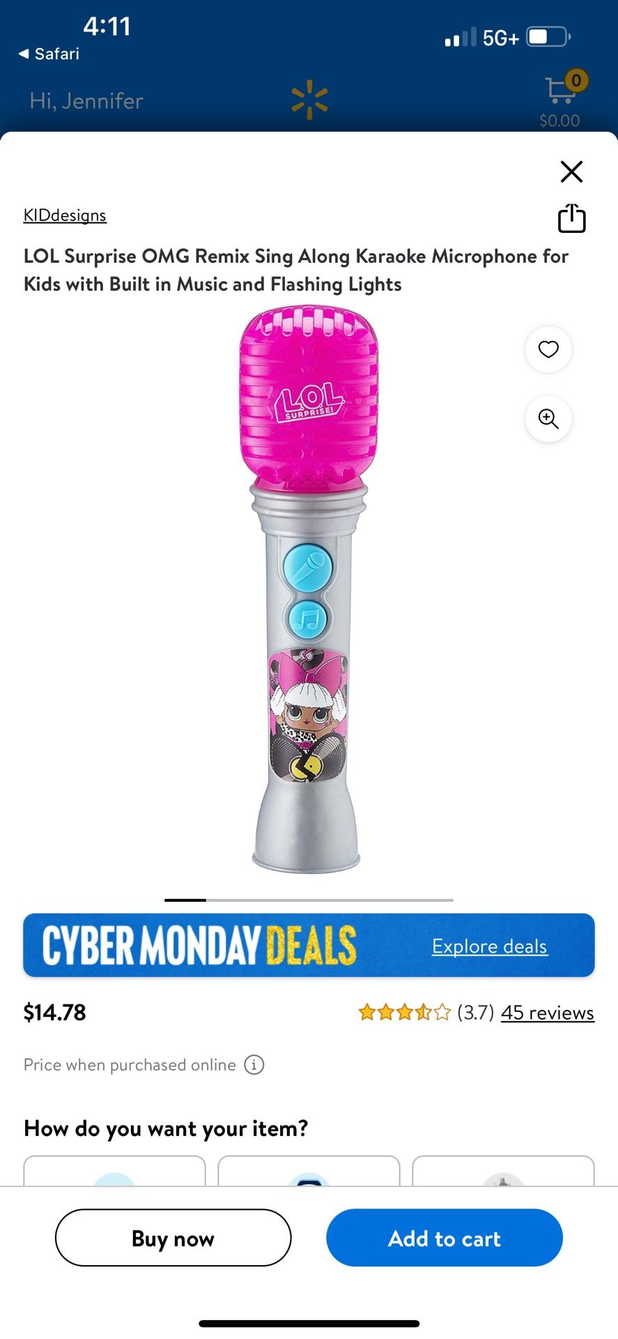 LOL Surprise OMG Remix Sing Along Karaoke Microphone for Kids with Built in Music and Flashing Lights