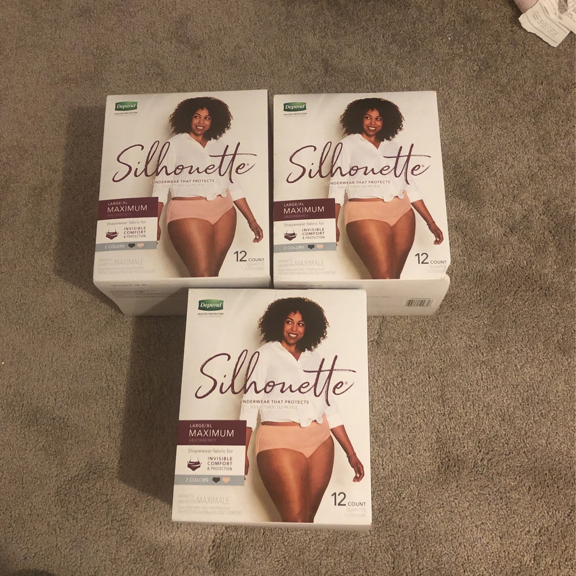 3 Depend Silhouette 12 Count Large/XL