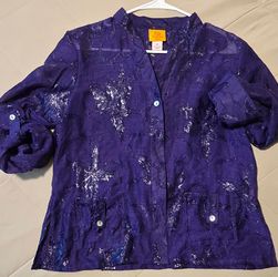Ruby Rd. Petite Sheer Purple floral blouse - 6P