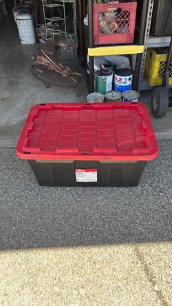 HDX Large Heavy-Duty Storage Tote with Lid 27 gallon