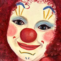 Halloween Decoration Very Large 80” X 24” Clown Art Panel Hand-Painted 