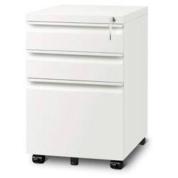 3 Drawer Mobile File Cabinet with Lock, Under Desk Metal Filing Cabinet for Home Office/Legal/Letter