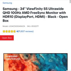 Samsung Viewfinty 34” Monitor