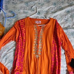 Beautiful Orange Design Pakistan Dress For Sale (Large) 
