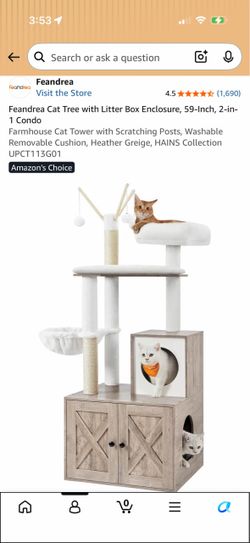 Cat tree- aesthetic, litter box holder or extra hideaway- assembled