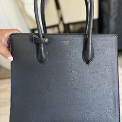 Celine Paris Large Leather Bag 14x14 Pink interior Canvas 