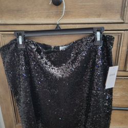Black Sequin Mini Skirt 