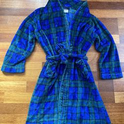 Children’s / Youth XL Warm & Cozy Robe Blue/ Green Plaid  