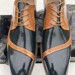 Stacy Adams Paxton Mens Leather Two Tone Navy & Tan Size 13 Shoes