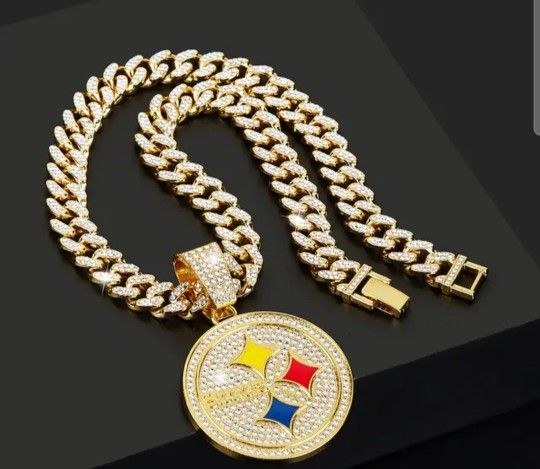 Pittsburgh Steelers Gold Colored Bling Necklace