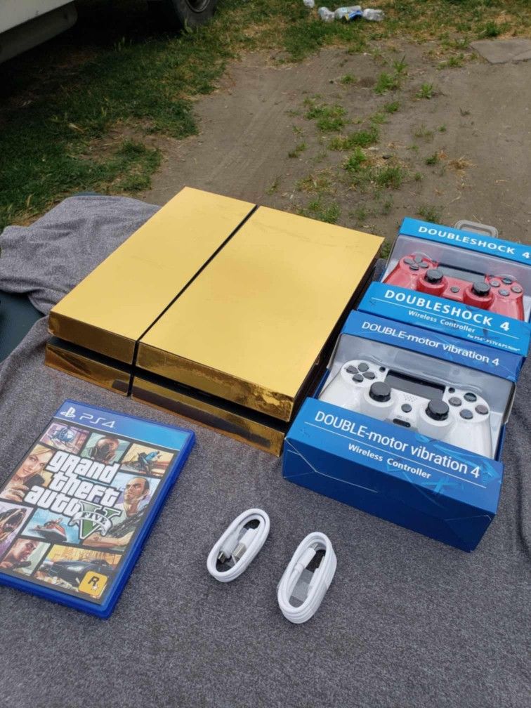 2 Brand New Controllers, 1 GTA5 Game With all Cables Brand New In Plastic sealed with Playstation 4 PS4 PS 4 500GB $200! OR 1,000GB $240 OR 2,000GB $3