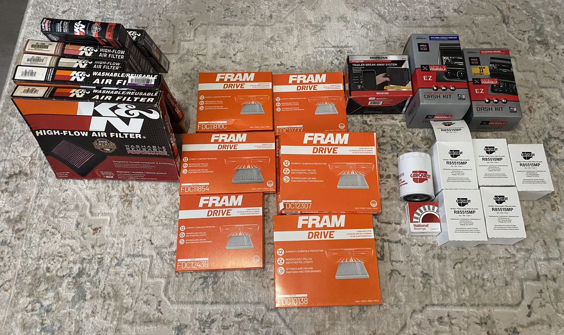 K&N - FRAM Air Filters, Trailer Break Away Kit and Oil Filters