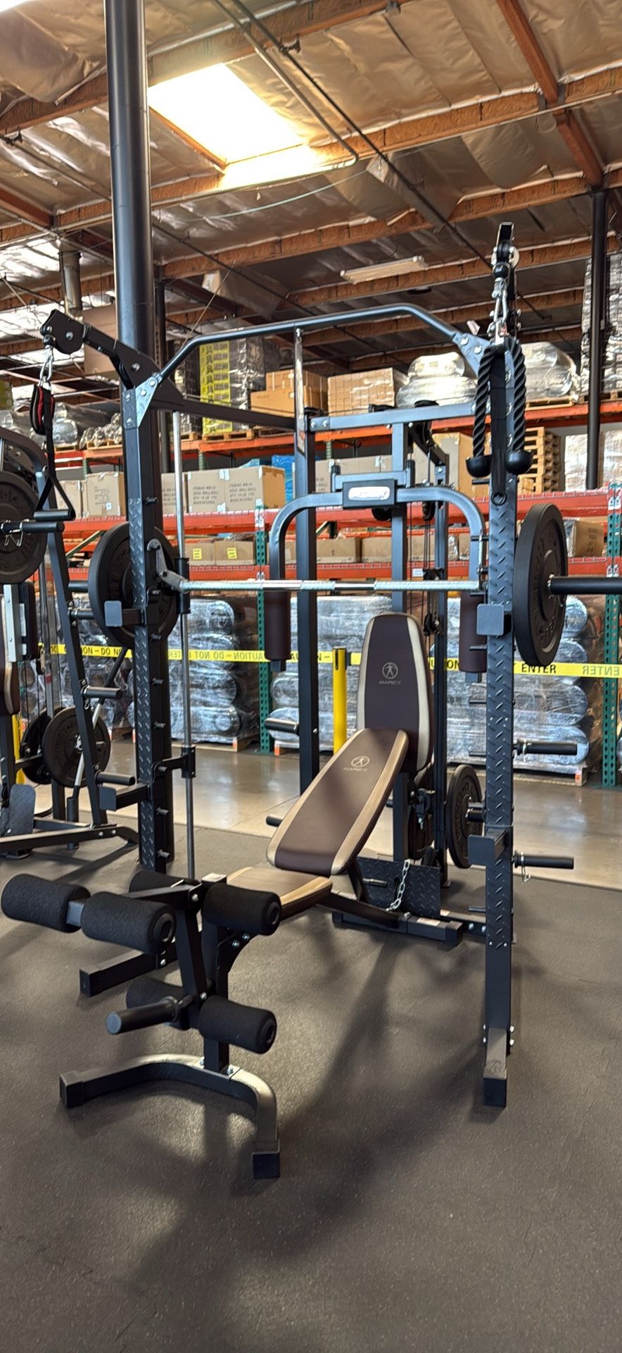BLACK FRIDAY - MARCY SM-4008 - Home Gym Smith Machine Squat Rack Power Cage with Olympic Bench