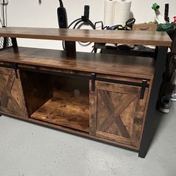 TV Cabinet with Storage Shelves | TV Stand for up to 55” TV with Sliding Barn Doors
