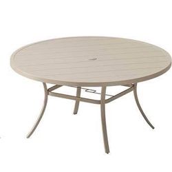 New 53" Round Outdoor Patio Dining Table Metal Patio Table with 1.57" Adjustable Umbrella Hole
