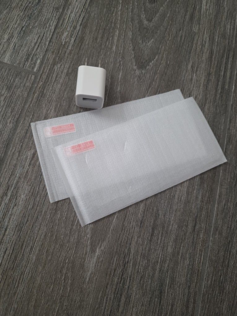 iPhone X Glass Screen Protector And USB Charging Adapter