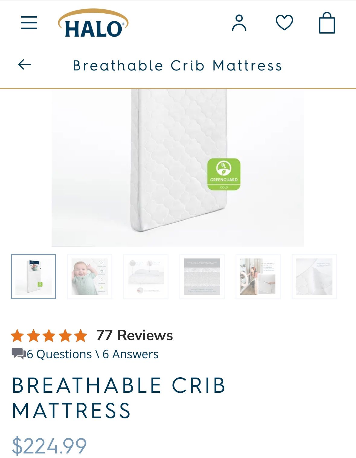 Halo DreamWeave Breathable Mattress Baby gear