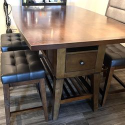 Beautiful Walstead Place Brown 5 Pc Counter Height Dining Room with Brown Kyoto Stools