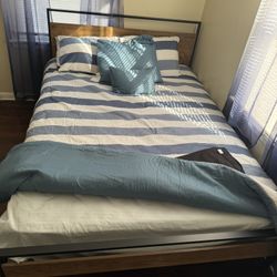 Queen Bed Frame & Mattress 