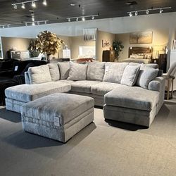 Light Grey 2pc Chaise Sectional Couch