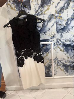 Black and White Lace Floral Dress