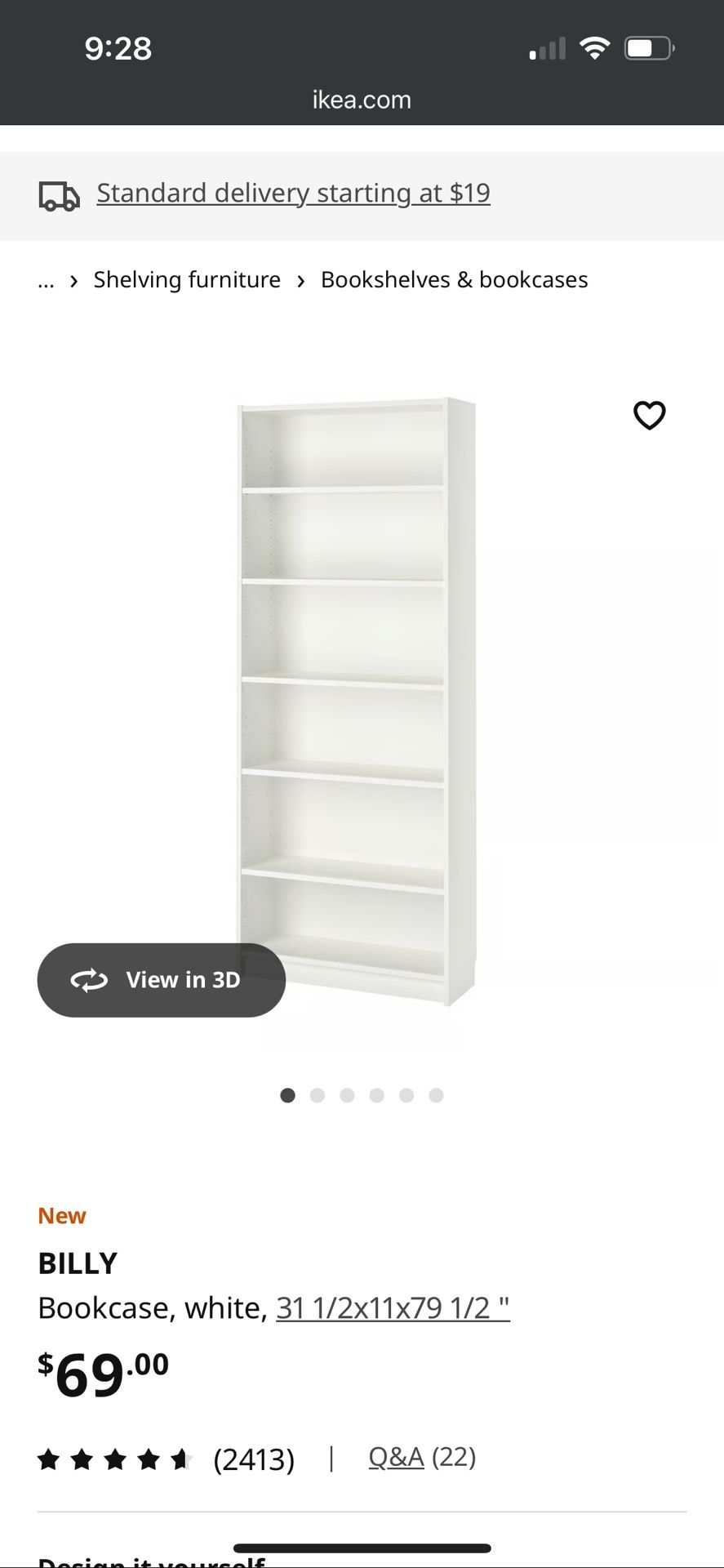 Ikea Billy Bookcase White