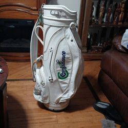 Vintage White Leather Confidence Standing Golf Bag