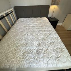 Queen Size Dark Gray Upholstered Bedframe