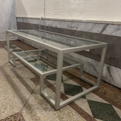 Nancy 39.4" W Rectangle Glass Top Coffee Table with Storage