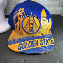 Golden State New Top Level Scribble Warriors Blue Gold Era Snapback Hat Cap