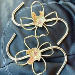 MCM Lustre Magic Finish Metal  Atomic Style Candleholders  Set of 2