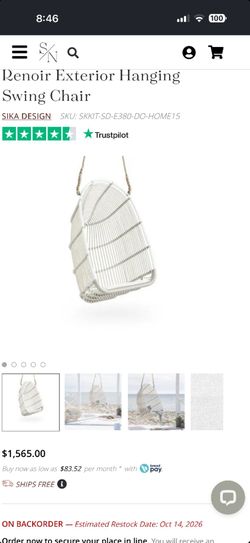 Sika Design Renoir Exterior Hanging Swing Chair