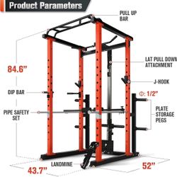 Weight Lifting Cage With Attachements