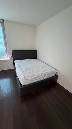 Dark Gray Upholstered Leather Bed Frame