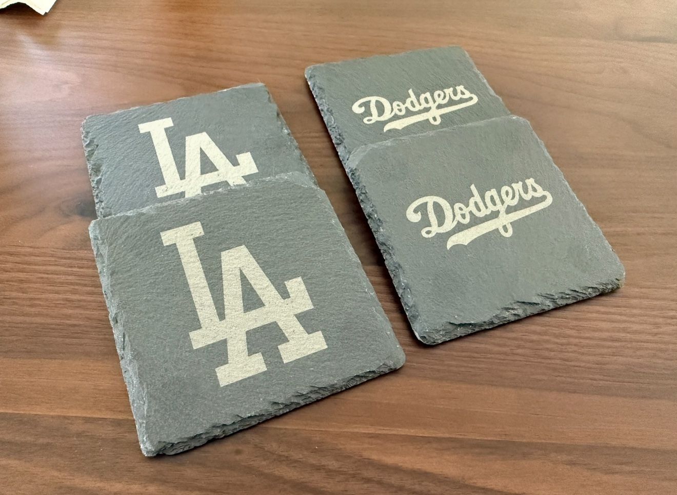 Custom Laser Engraved Slate Coaster Set Of 4  - Family Name Wedding Gift Anniversary Gift Sports Team