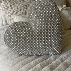 Adorable Heart Shaped Pillow with Pearls and Rhinestones
