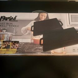 Parini Cast Iron Reversible Grill/griddle 18”x9.4”