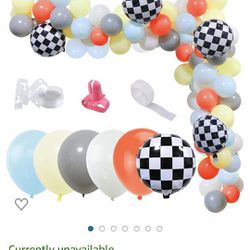 Race Car Theme Checkered balloon Arch Garland Kit