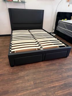 Black queen size bed frame