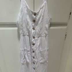 White Long Button Down Dress 