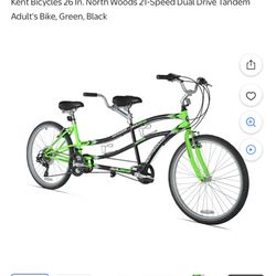 North Woods 21-Speed Dual Drive Tandem Adult's Bike, Green, Black