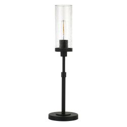 Modern Metal Table Lamp with Seeded Glass Shade