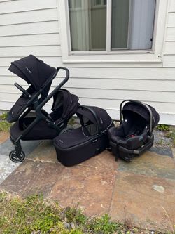 Nuna Demi Double Stroller With Car Seat And Bassinet