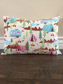 Camp trailer, travel trailer, airstream, glamping, accent pillows