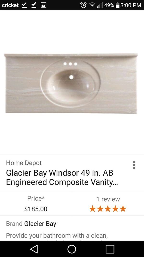 Glacier Bay Windsor 49 In Ab Engineered Composite Vanity Top With 30