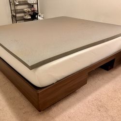 Wood Bed Frame + Mattress (Cali. King)