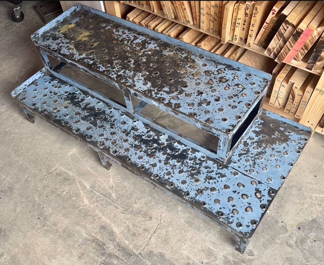 Steel Platform Step Up Industrial Riser 15"x50"x18" Solid Stair Sturdy