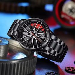 Mens Luxury Sports Car Watches 3D Sport Rim Hub Wheel Wristwatch Quartz Watch