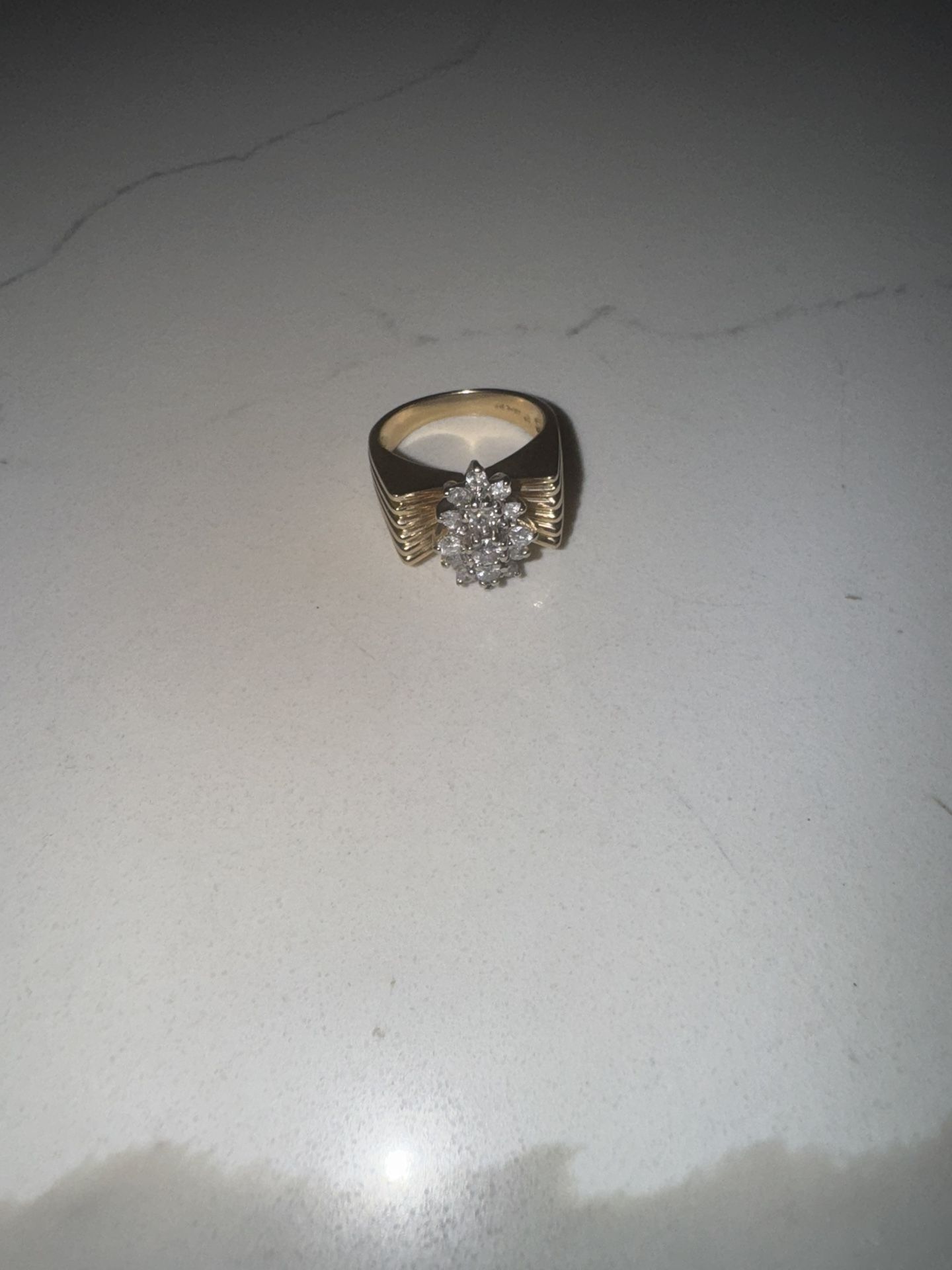 14k Solid Gold Men’s Diamond Cluster Ring (Diamonds real)